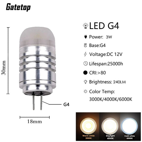 Ampoule G4 LED / 2 pièces / 3W