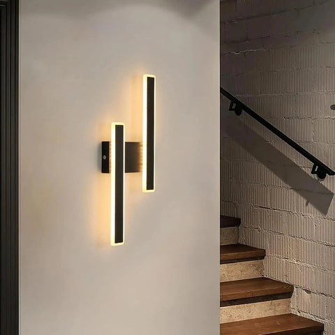 Applique murale LED rectangulaire noire, lumière blanche chaude 3000K, acrylique, 46*18CM