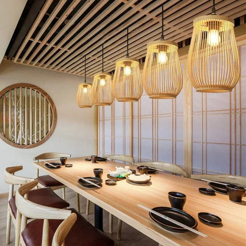 plafonnier rotin salon