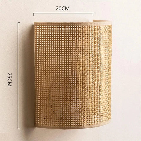 Japandi applique murale en bambou tissé à la main en rotin applique 20x25CM E27 Boho luminaires muraux pour chambres couloir salon