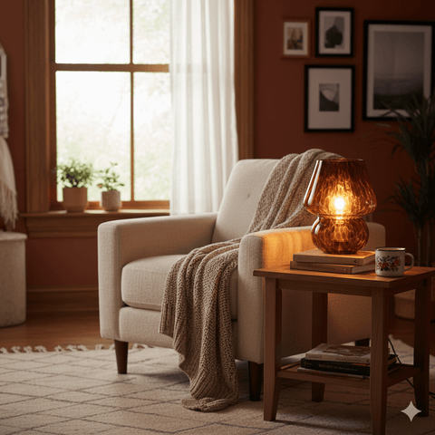 Lampe Champignon Verre - ABRICOT