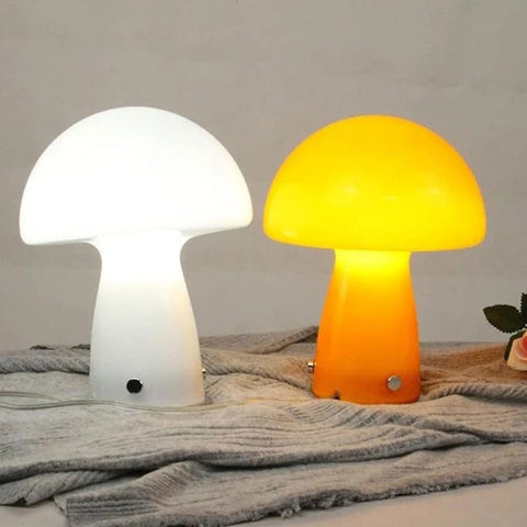 lampe champignon orange et blanche