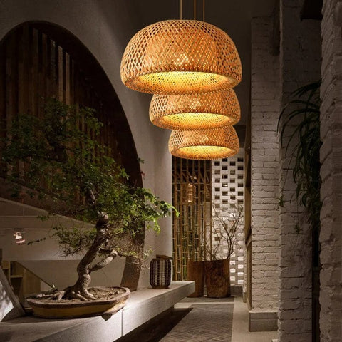 plafonnier de salon bambou