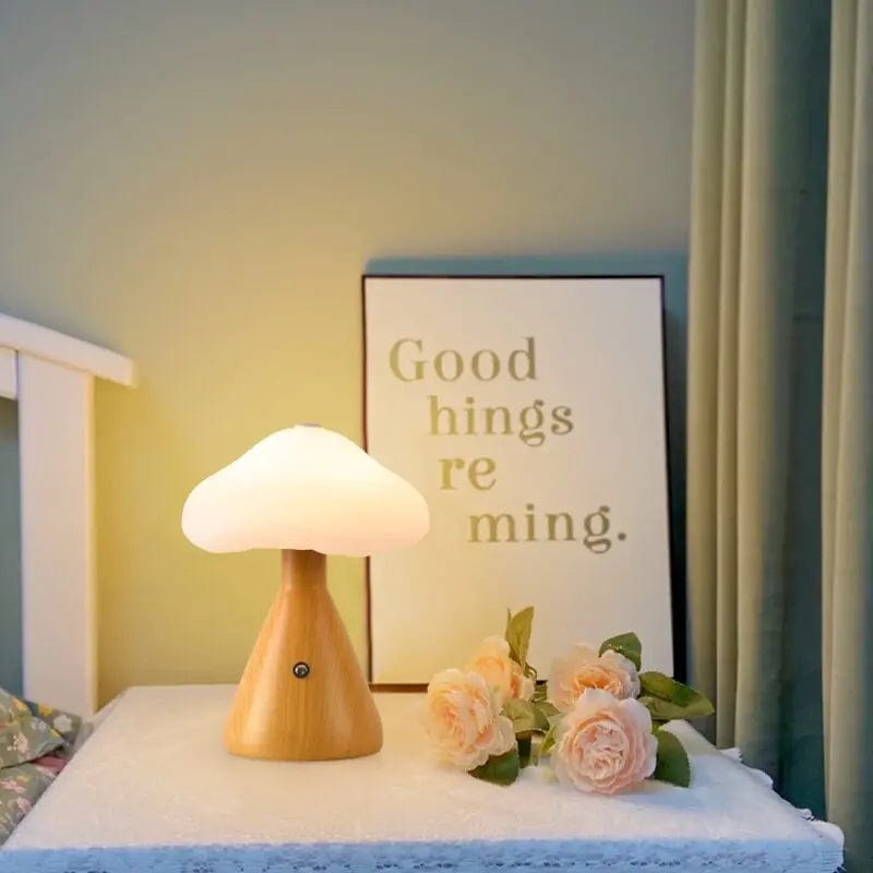 lampe champignon en bois