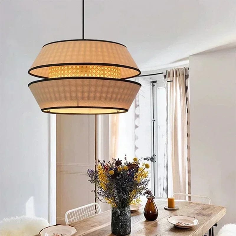 plafonnier rotin salon