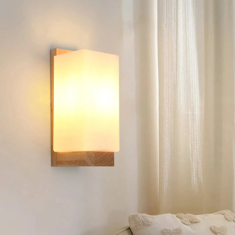 applique murale bois et verre