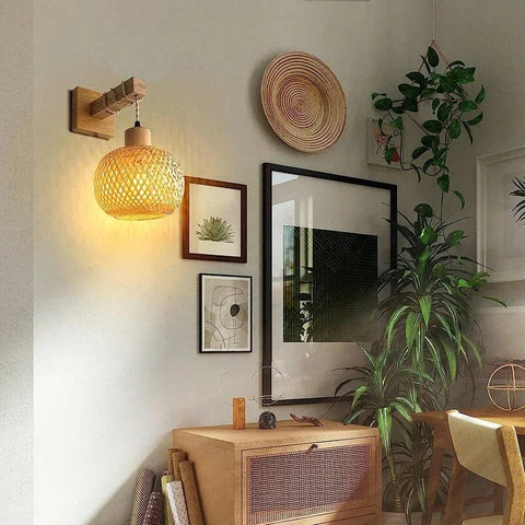 applique murale en bois salon naturel
