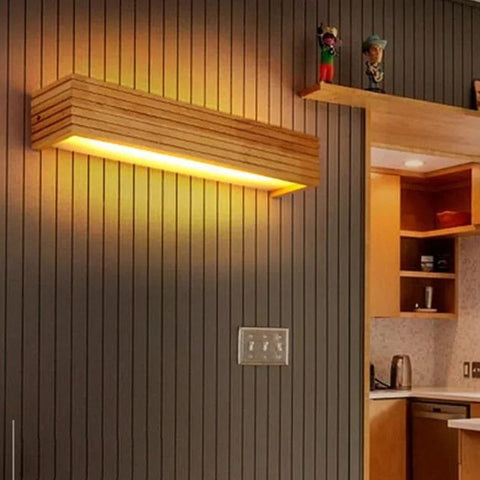 applique murale salon en bois 