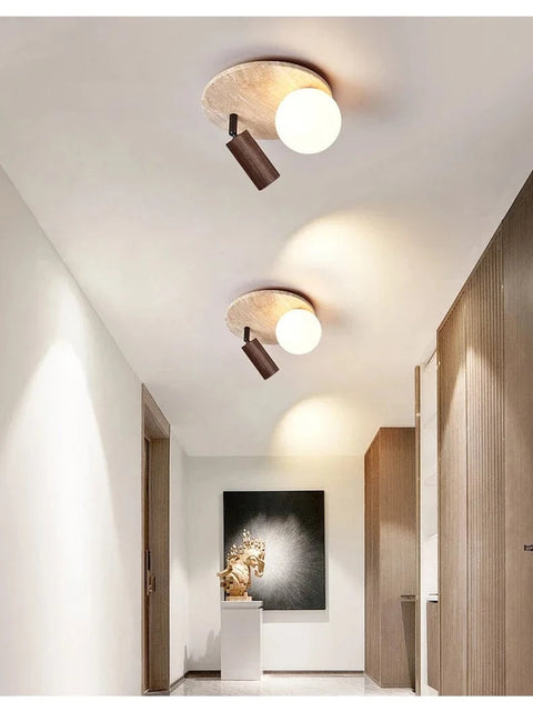 applique spot plafond couleur noyer couloir