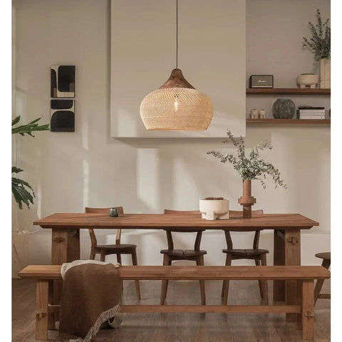 grand lustre rotin