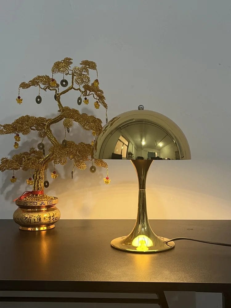 lampe champignon dorée