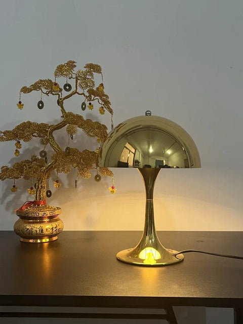 lampe champignon dorée