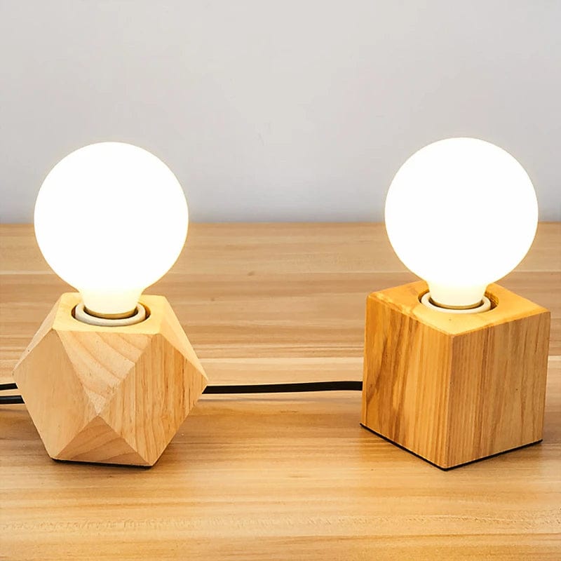 lampe de chevet en bois losange et carré