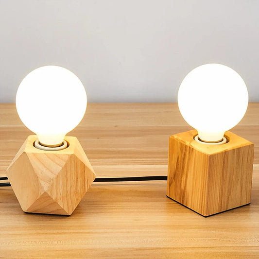 lampe de chevet en bois losange et carré