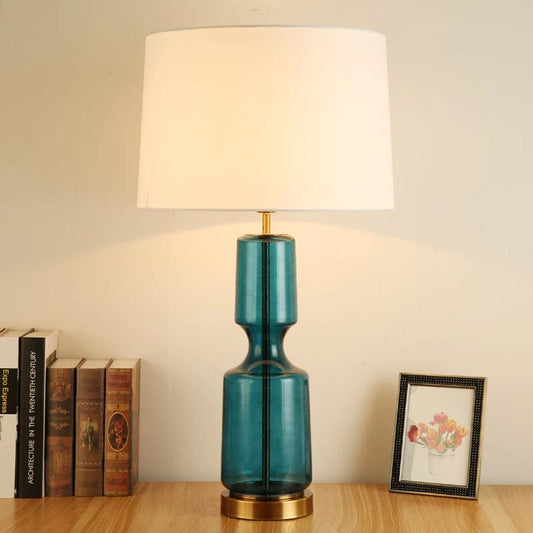 lampe de chevet en verre bleue