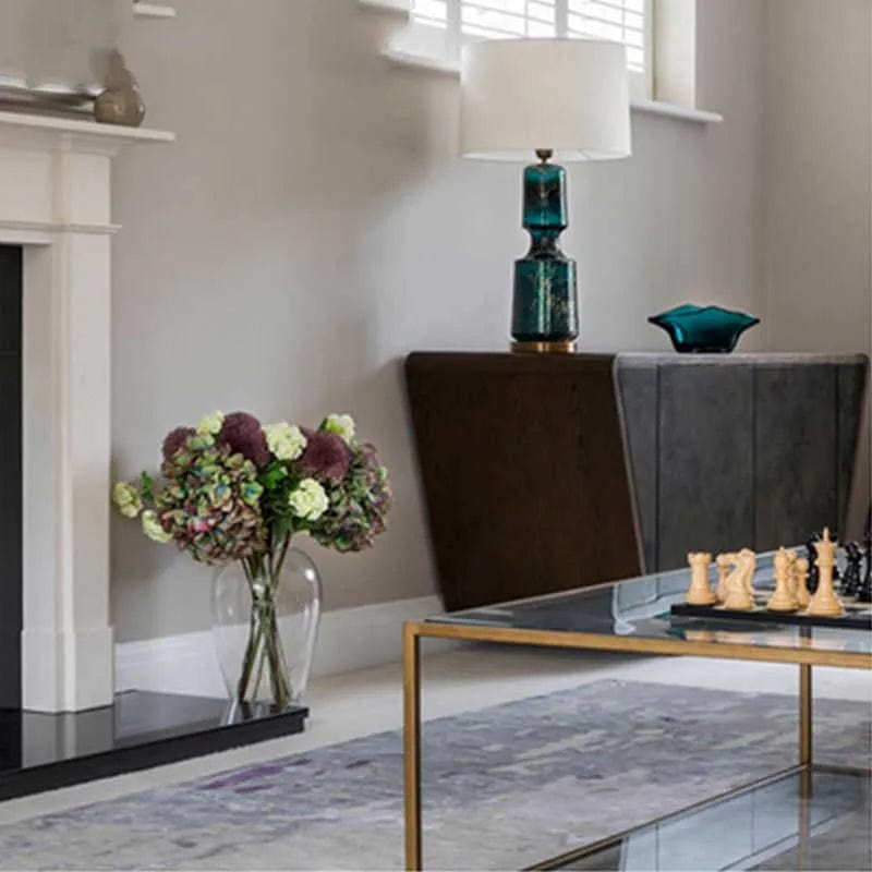 lampe de chevet en verre bleue salon 