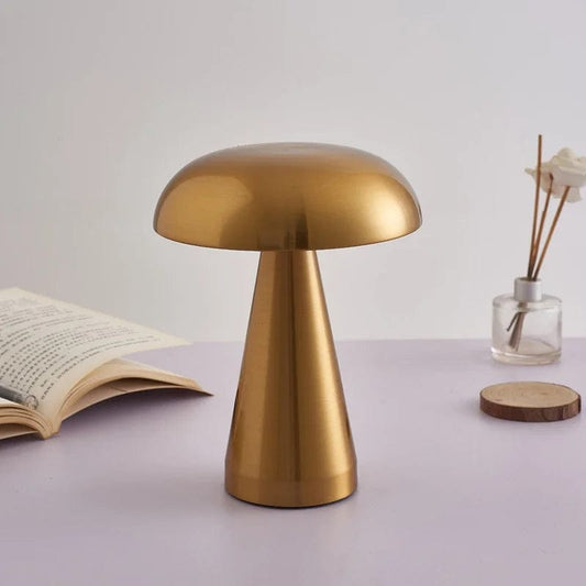 lampe champignon dorée