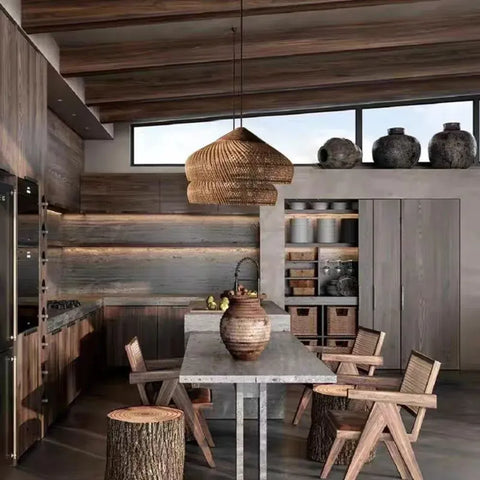 luminaire rotin suspension