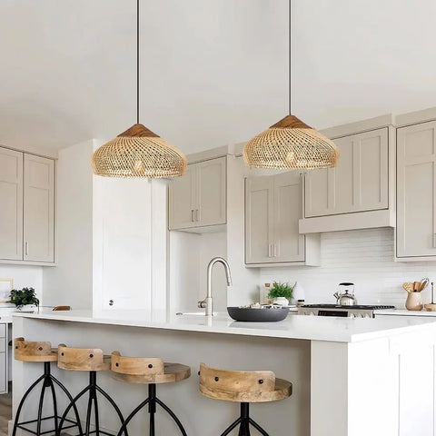 luminaire suspension rotin