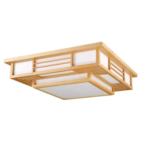 plafonnier LED japonais en bois