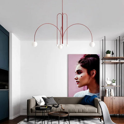 plafonnier design rouge salon