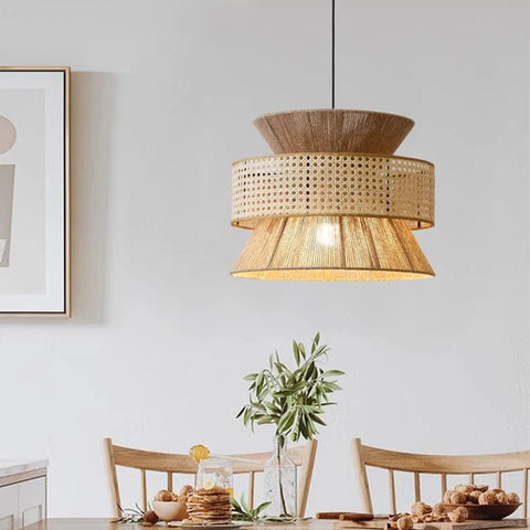 plafonnier en rotin cuisine
