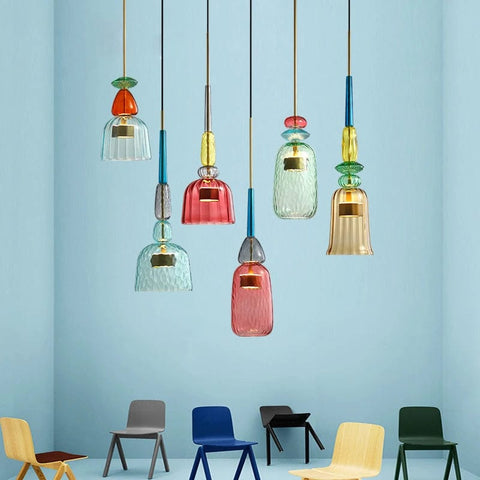 plafonnier en verre coloré 