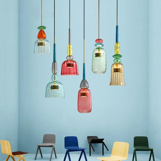 plafonnier en verre coloré 