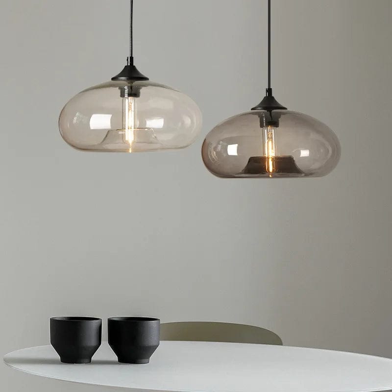 plafonnier en verre ambre et café