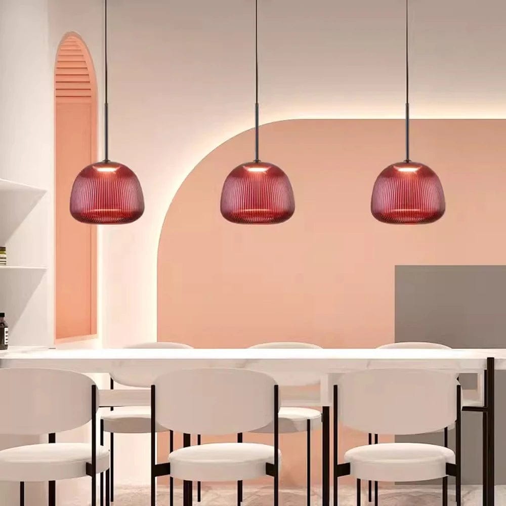 plafonnier en verre rouge