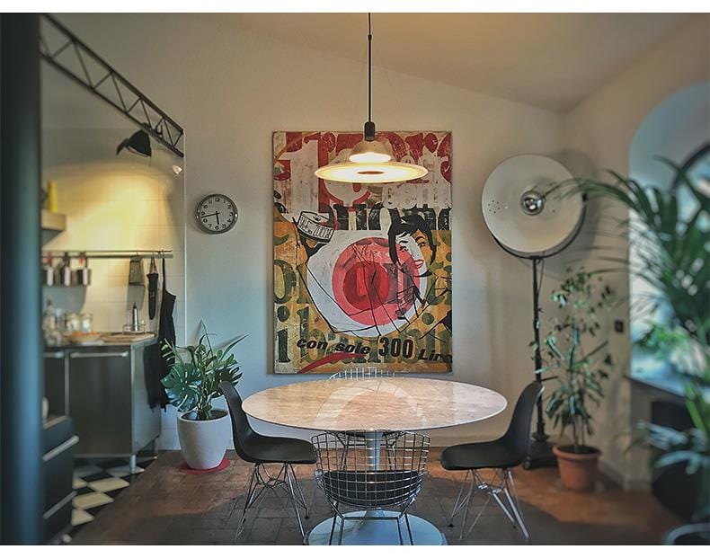 plafonnier gris salon design retro