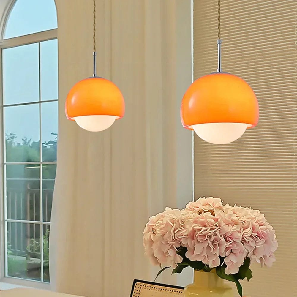 plafonnier orange en verre 