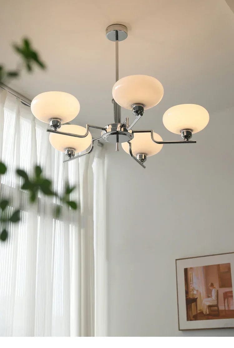 plafonnier verre vintage salon en blanc