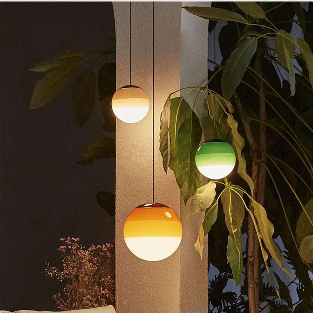 plafonnier en verre jaune et vert