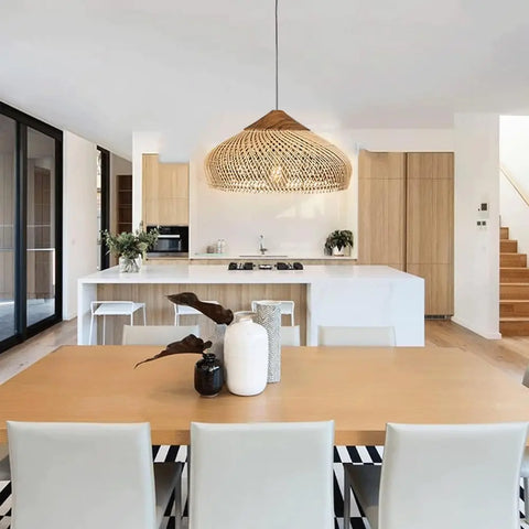 suspension luminaire en rotin